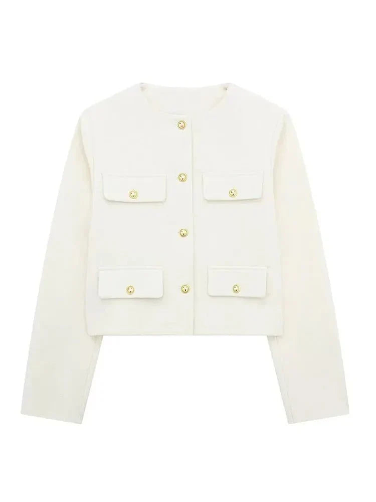 Women's Wool Cropped Jacket Blazer