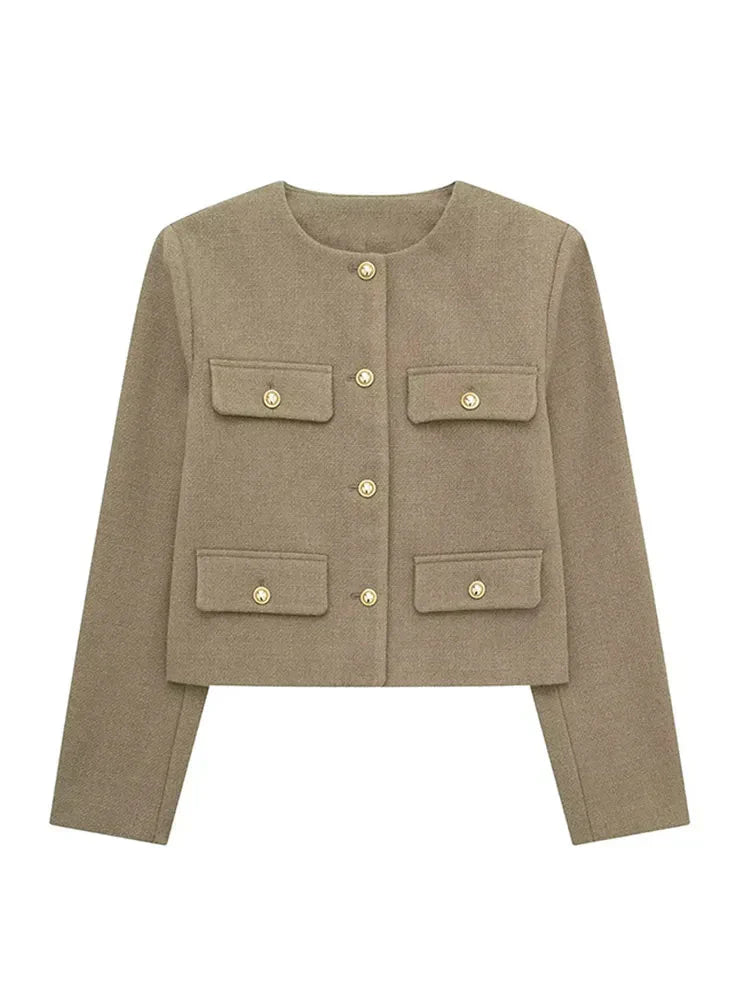 Women's Wool Cropped Jacket Blazer