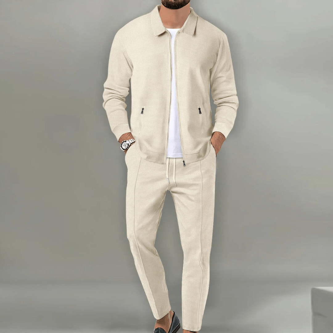 Men's Knit Zip-Up Jacket & Trousers Matching Set