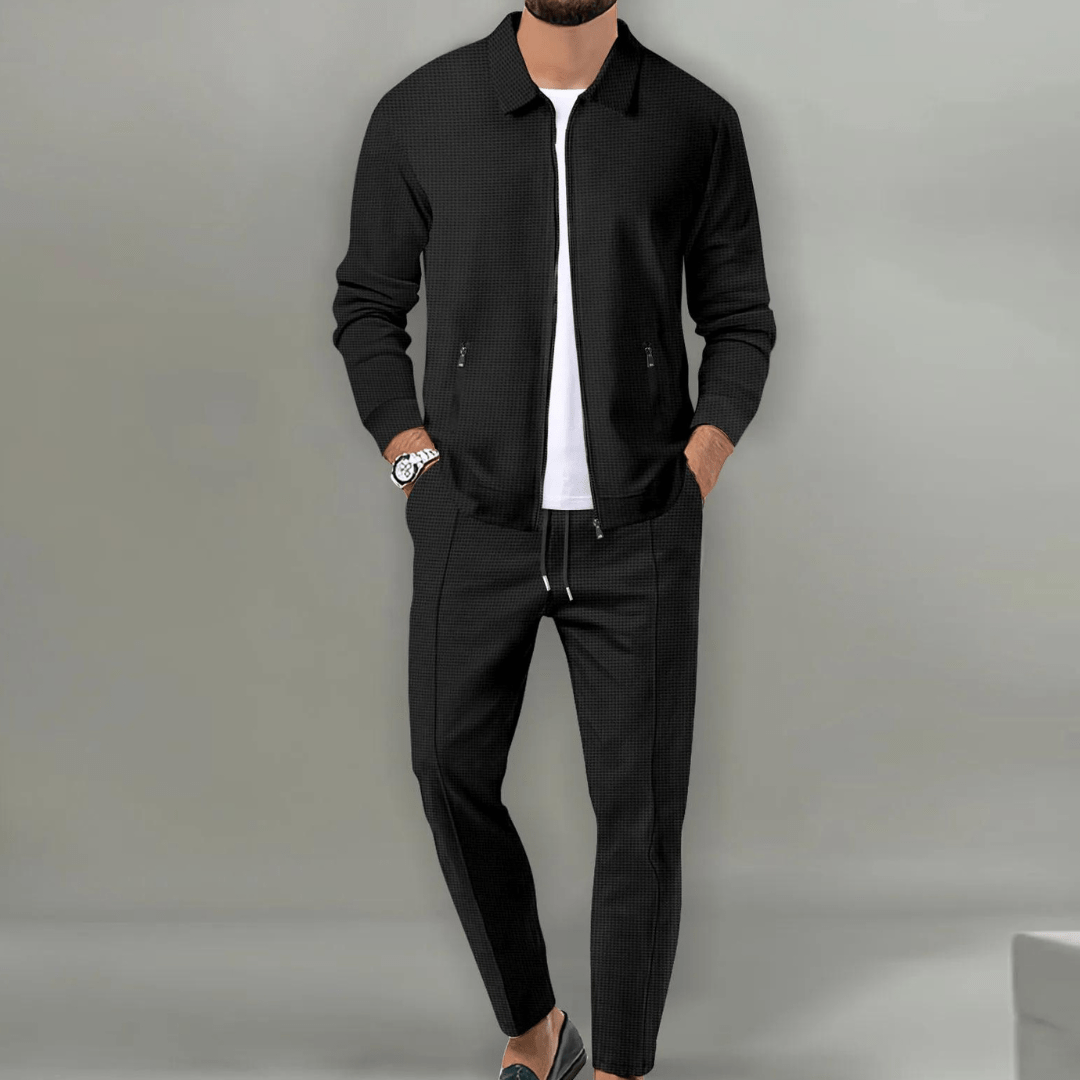Men's Knit Zip-Up Jacket & Trousers Matching Set