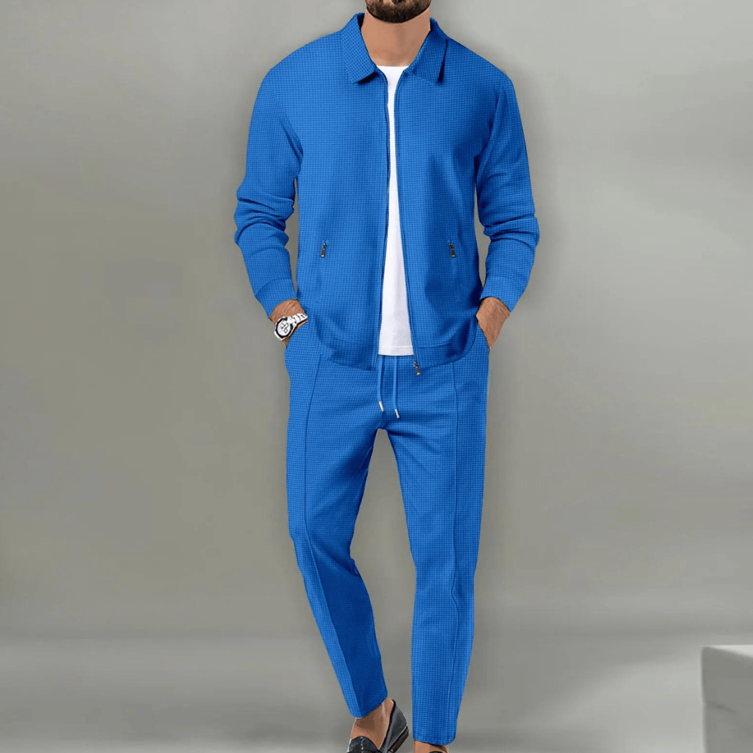 Men's Knit Zip-Up Jacket & Trousers Matching Set