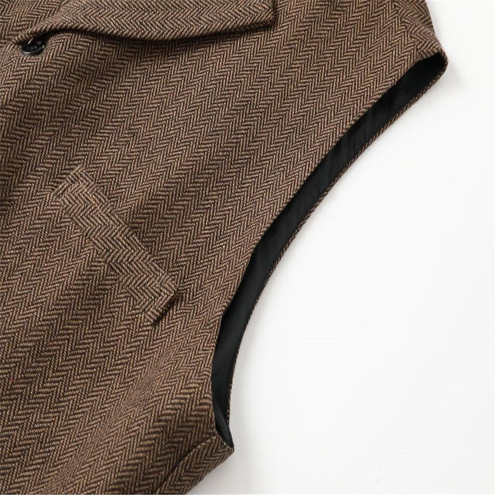 Men's Wool Tweed Waistcoat Vintage Notch Lapel Vest