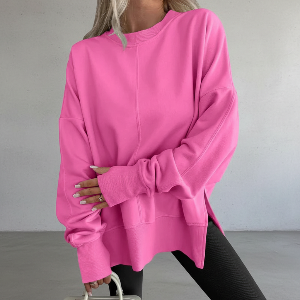 Women Fleece Sweatshirt Oversized Crew Neck Loose Fit Pullover
