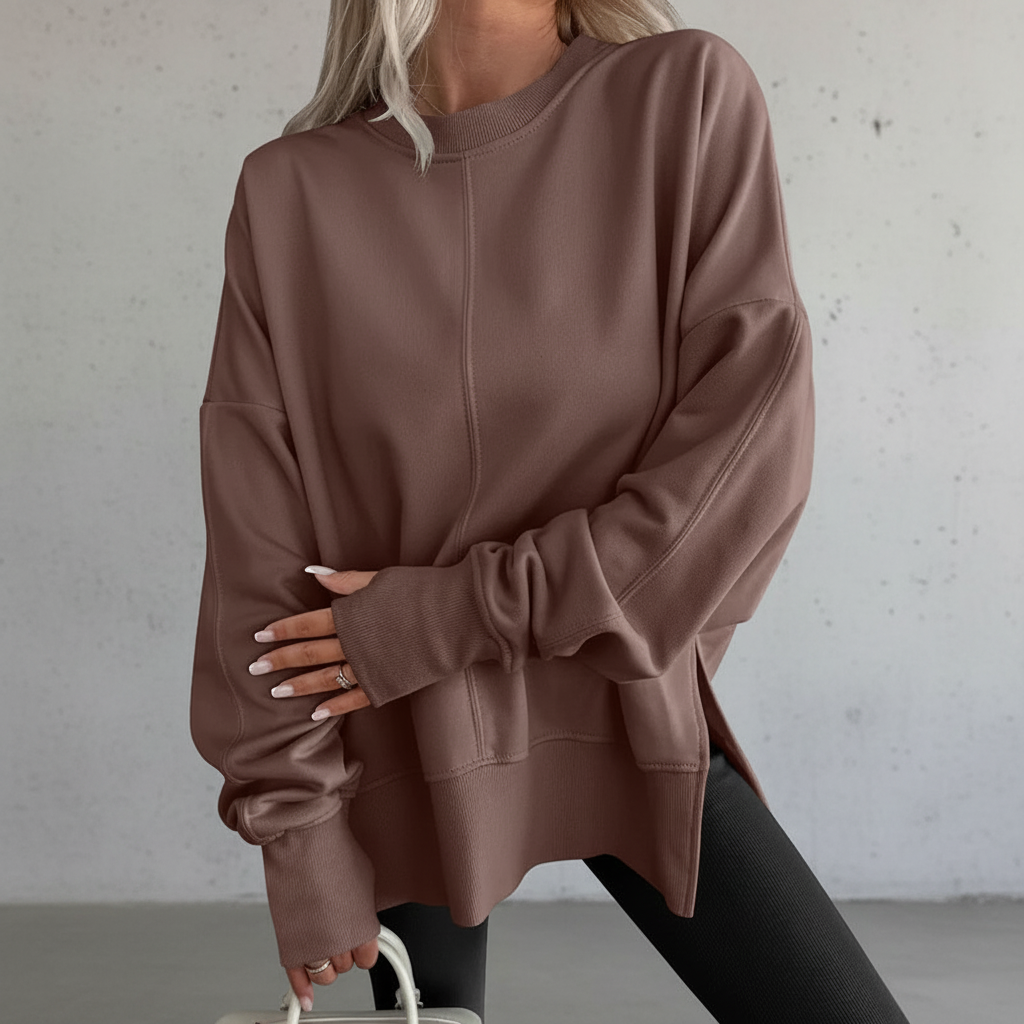 Women Fleece Sweatshirt Oversized Crew Neck Loose Fit Pullover