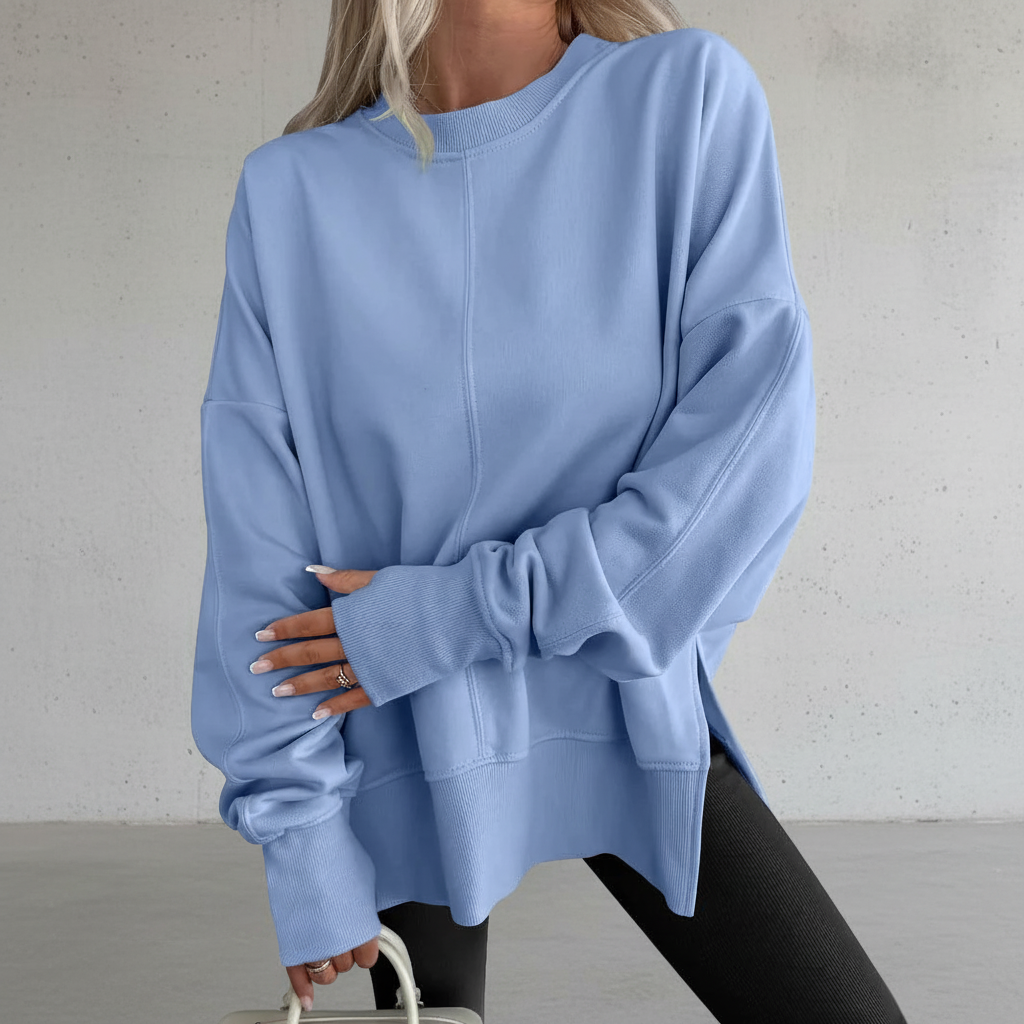 Women Fleece Sweatshirt Oversized Crew Neck Loose Fit Pullover