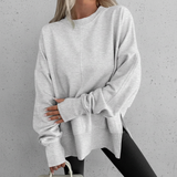 Women Fleece Sweatshirt Oversized Crew Neck Loose Fit Pullover