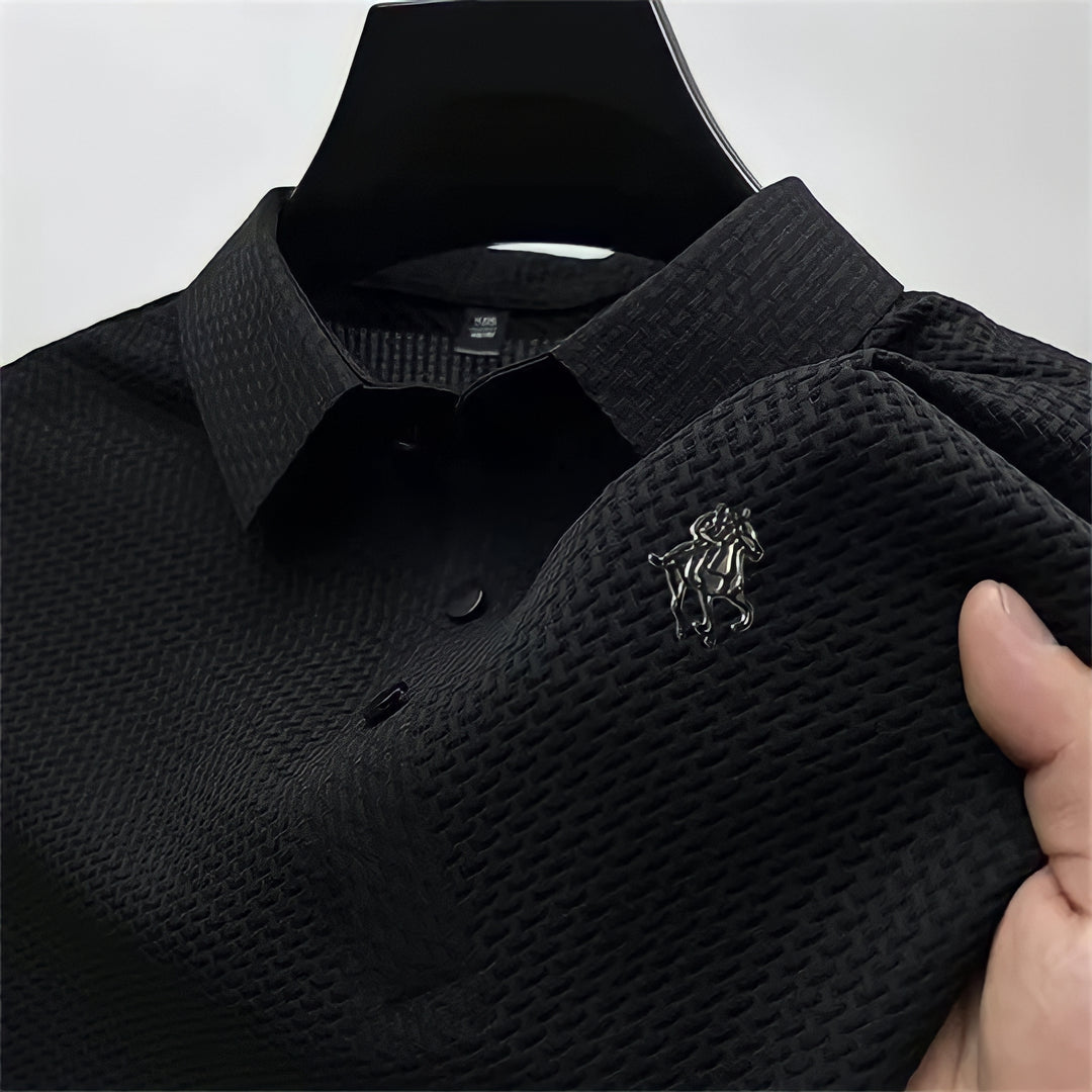 Men's Slim Fit Textured Knit No-Iron Polo Shirt