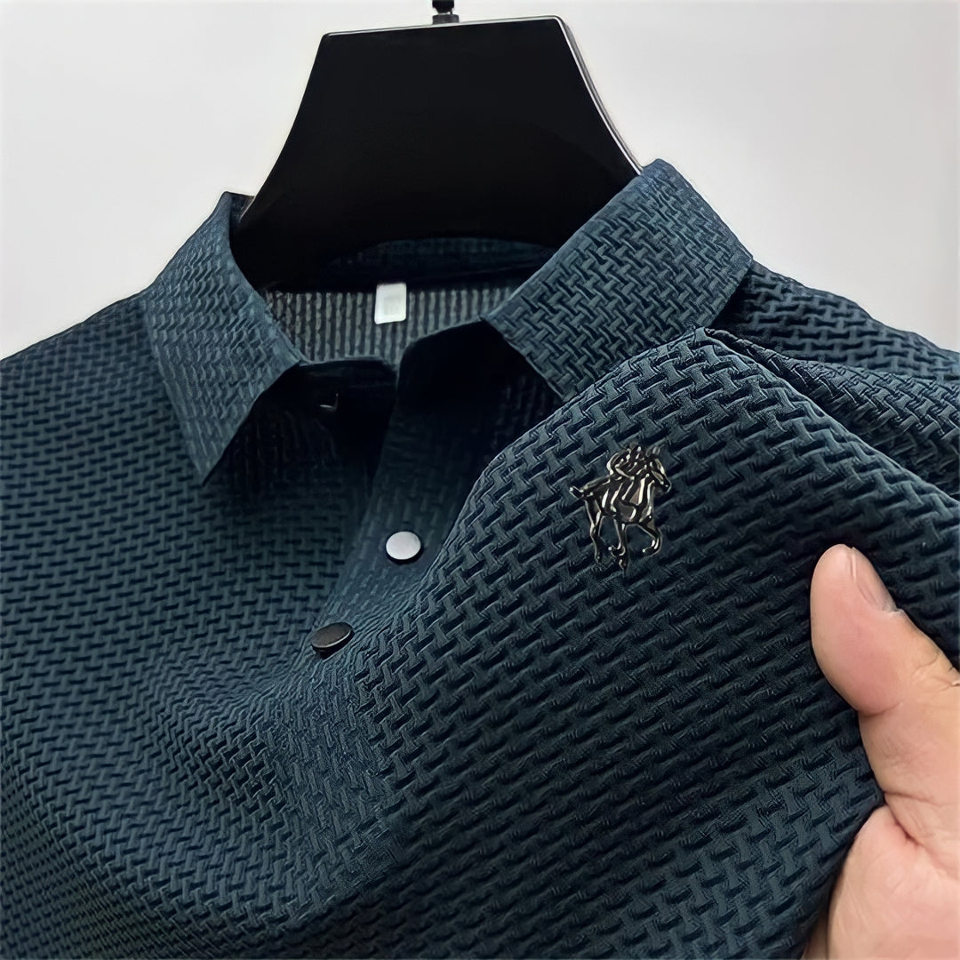 Men's Slim Fit Textured Knit No-Iron Polo Shirt