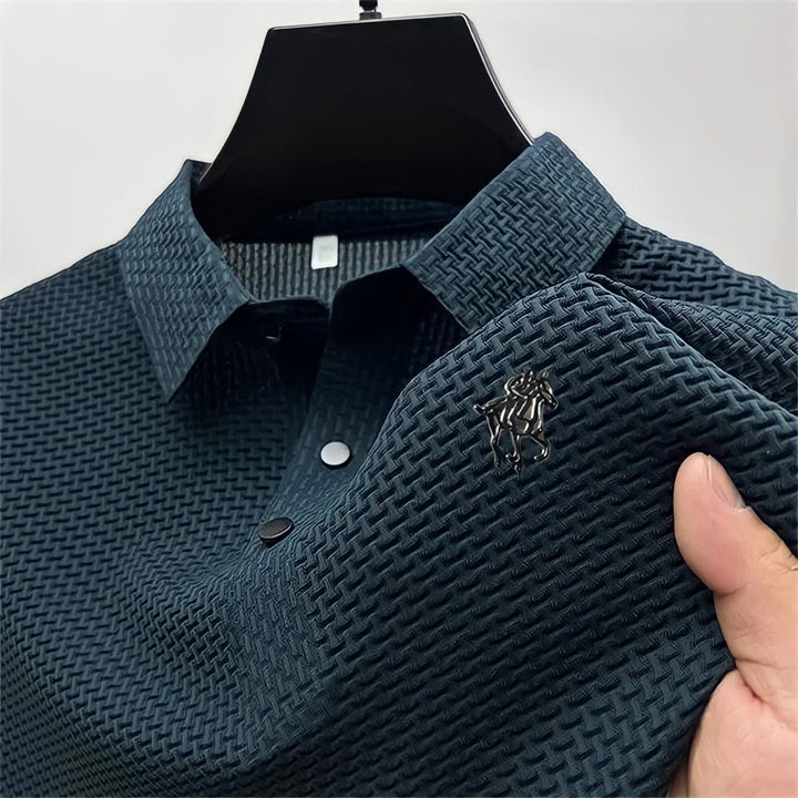 Men's Slim Fit Textured Knit No-Iron Polo Shirt