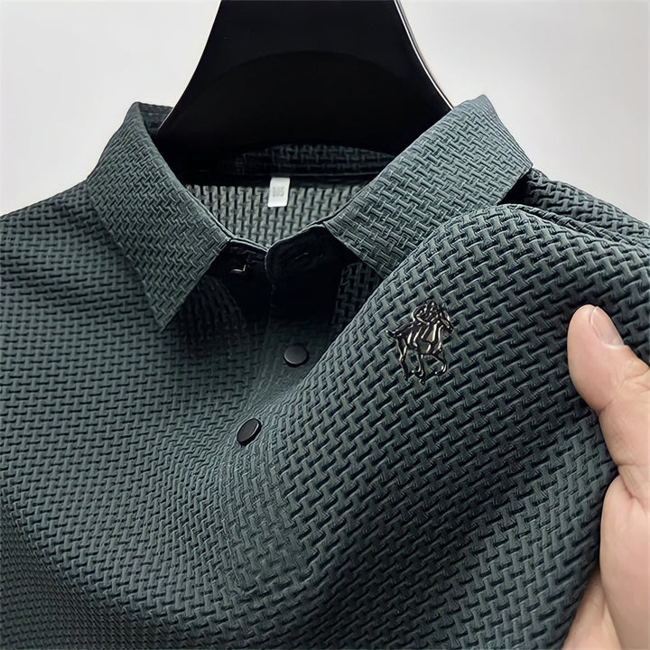 Men's Slim Fit Textured Knit No-Iron Polo Shirt