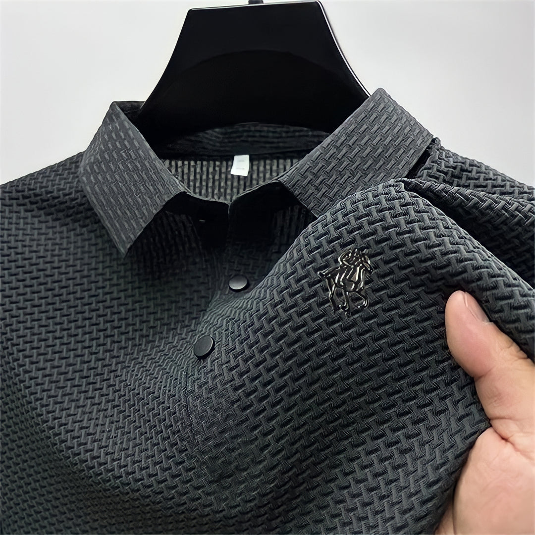 Men's Slim Fit Textured Knit No-Iron Polo Shirt