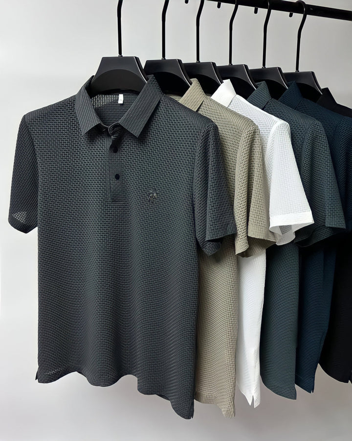 Men's Slim Fit Textured Knit No-Iron Polo Shirt