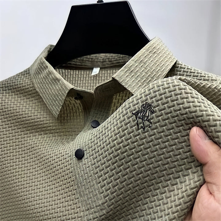 Men's Slim Fit Textured Knit No-Iron Polo Shirt