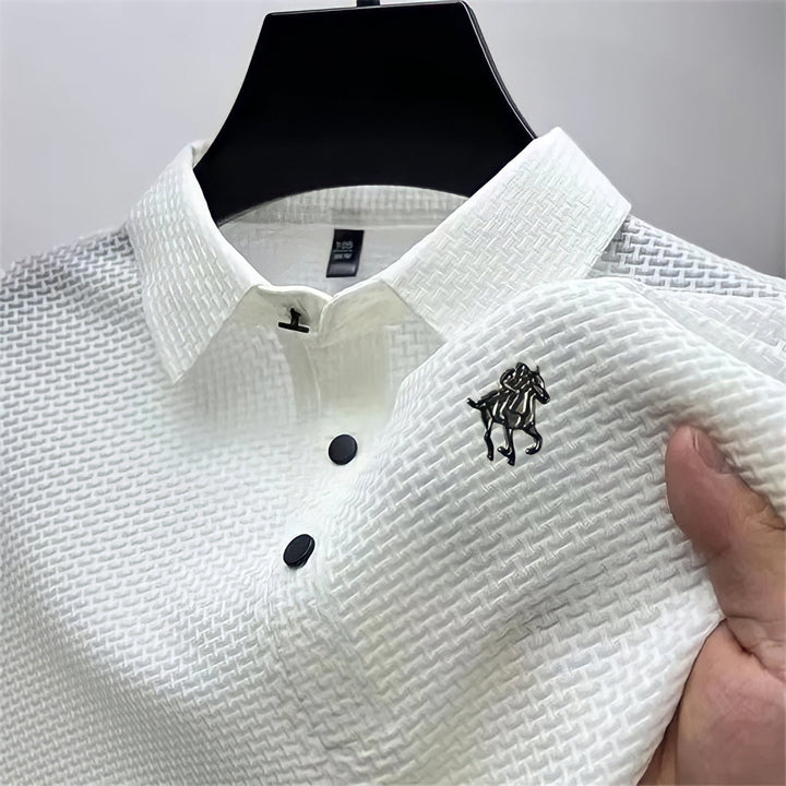 Men's Slim Fit Textured Knit No-Iron Polo Shirt