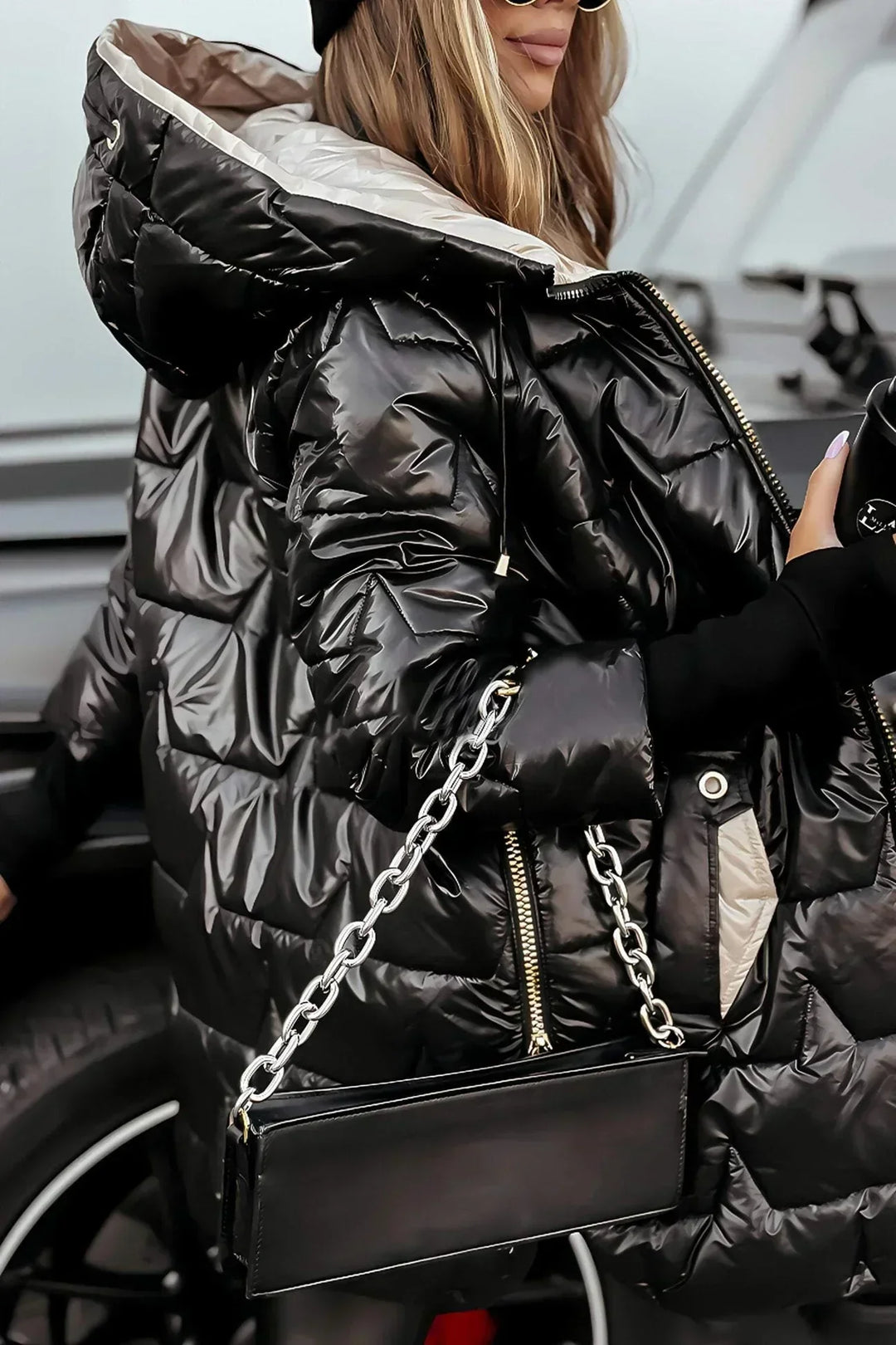 Women's Puffer Jacket Hooded Fleece Coat