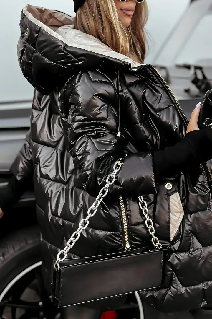Women's Puffer Jacket Hooded Fleece Coat