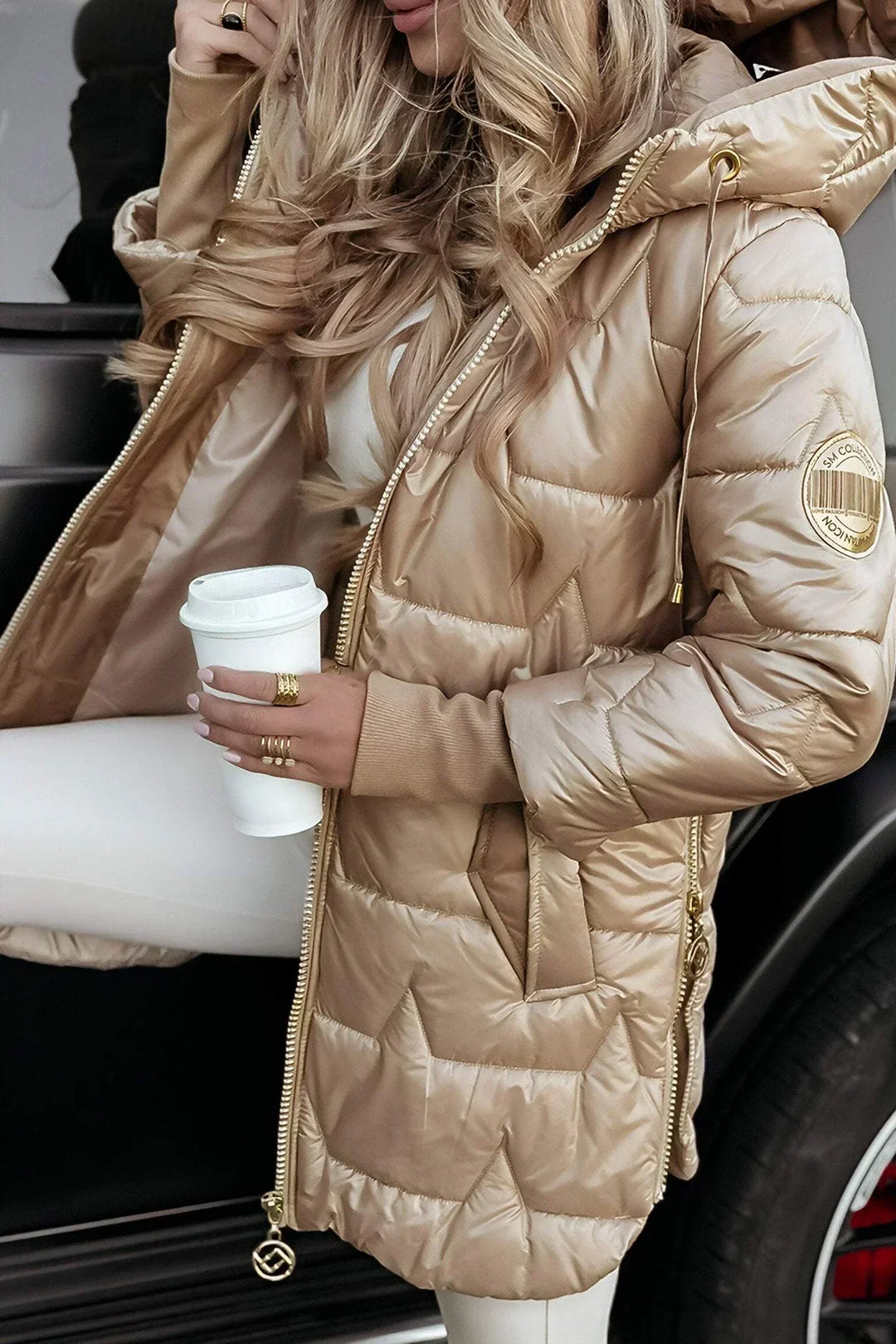 Women's Puffer Jacket Hooded Fleece Coat