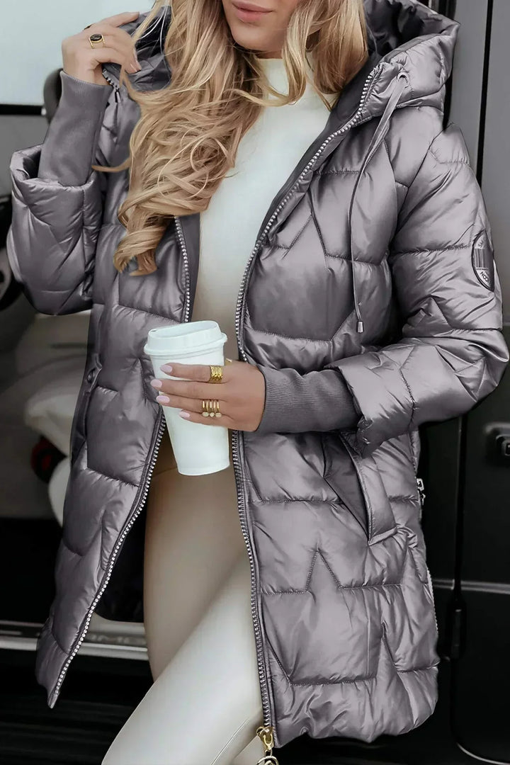 Women's Puffer Jacket Hooded Fleece Coat