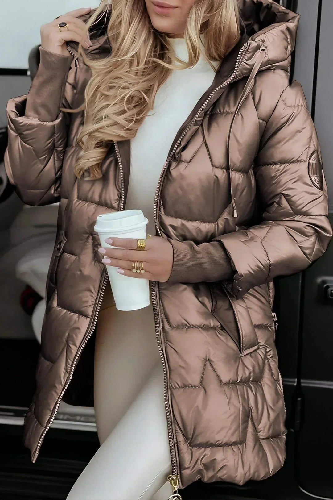 Women's Puffer Jacket Hooded Fleece Coat