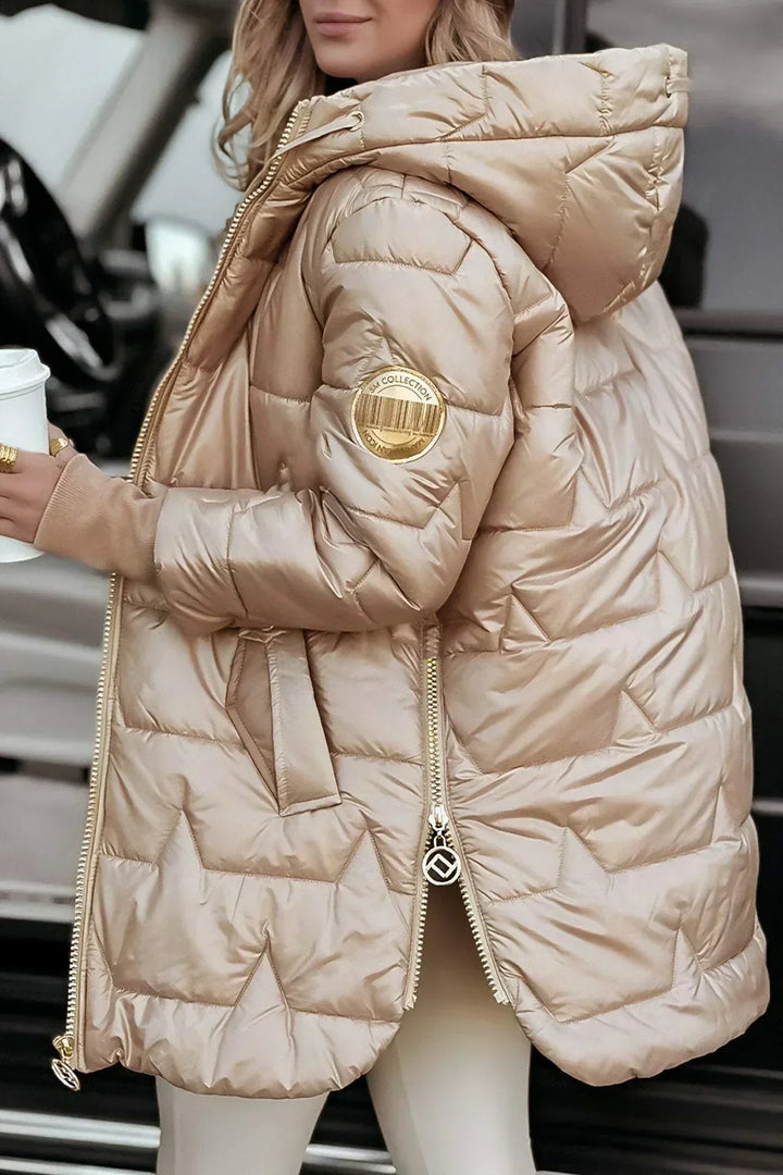 Women's Puffer Jacket Hooded Fleece Coat