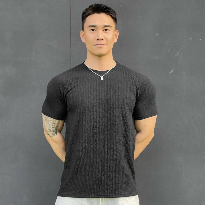 Men's Slim Fit Ribbed Knit Crewneck Tee