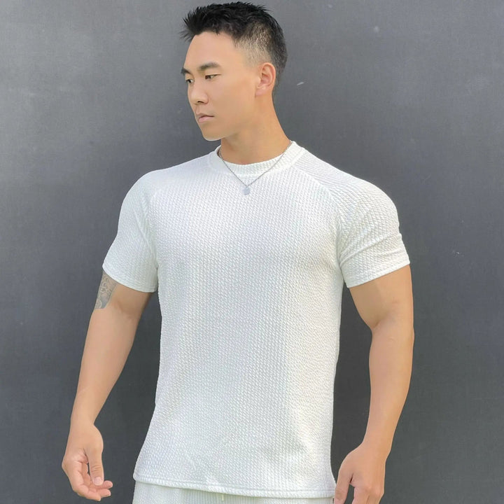 Men's Slim Fit Ribbed Knit Crewneck Tee