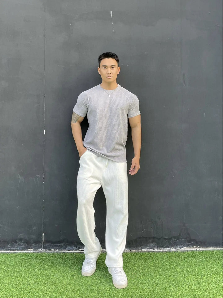 Men's Slim Fit Ribbed Knit Crewneck Tee