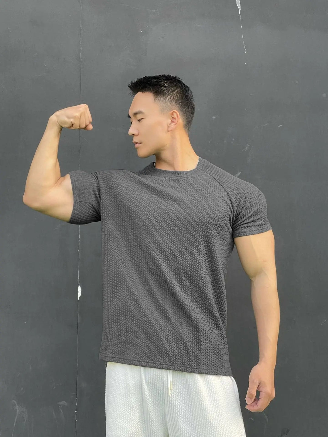 Men's Slim Fit Ribbed Knit Crewneck Tee