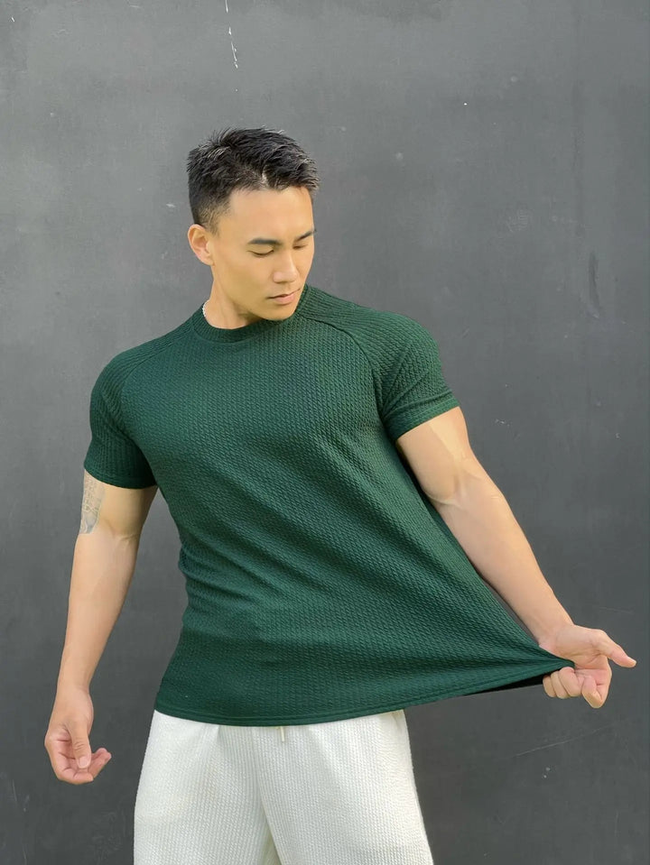 Men's Slim Fit Ribbed Knit Crewneck Tee