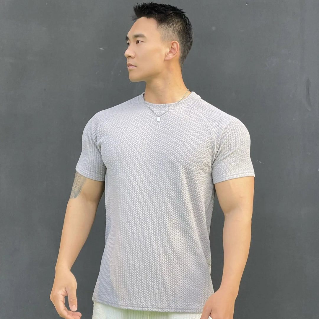 Men's Slim Fit Ribbed Knit Crewneck Tee
