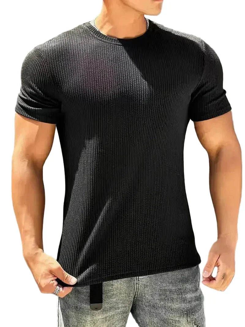 Men's Slim Fit Ribbed Knit Crewneck Tee