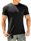 Men's Slim Fit Ribbed Knit Crewneck Tee