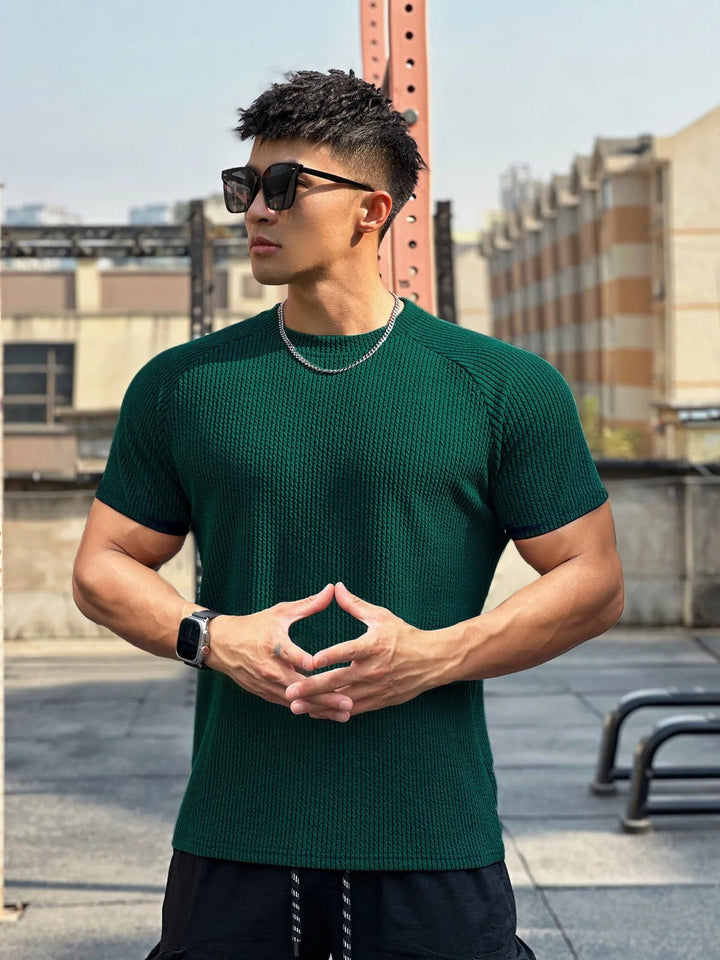 Men's Slim Fit Ribbed Knit Crewneck Tee
