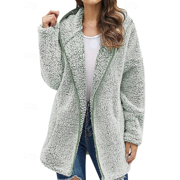 Women's Wool Fleece-Texture Hooded Jacket