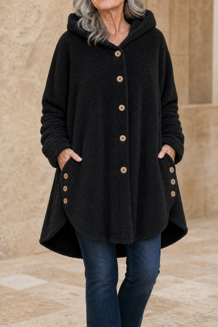 Women's Fleece Hooded Jacket Longline Warm Loose Coat Outerwear