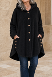 Women's Fleece Hooded Jacket Longline Warm Loose Coat Outerwear