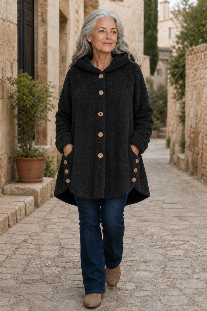 Women's Fleece Hooded Jacket Longline Warm Loose Coat Outerwear