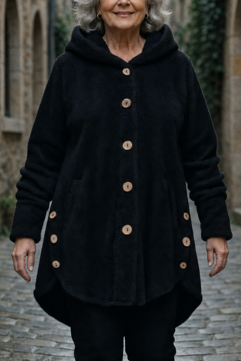Women's Fleece Hooded Jacket Longline Warm Loose Coat Outerwear