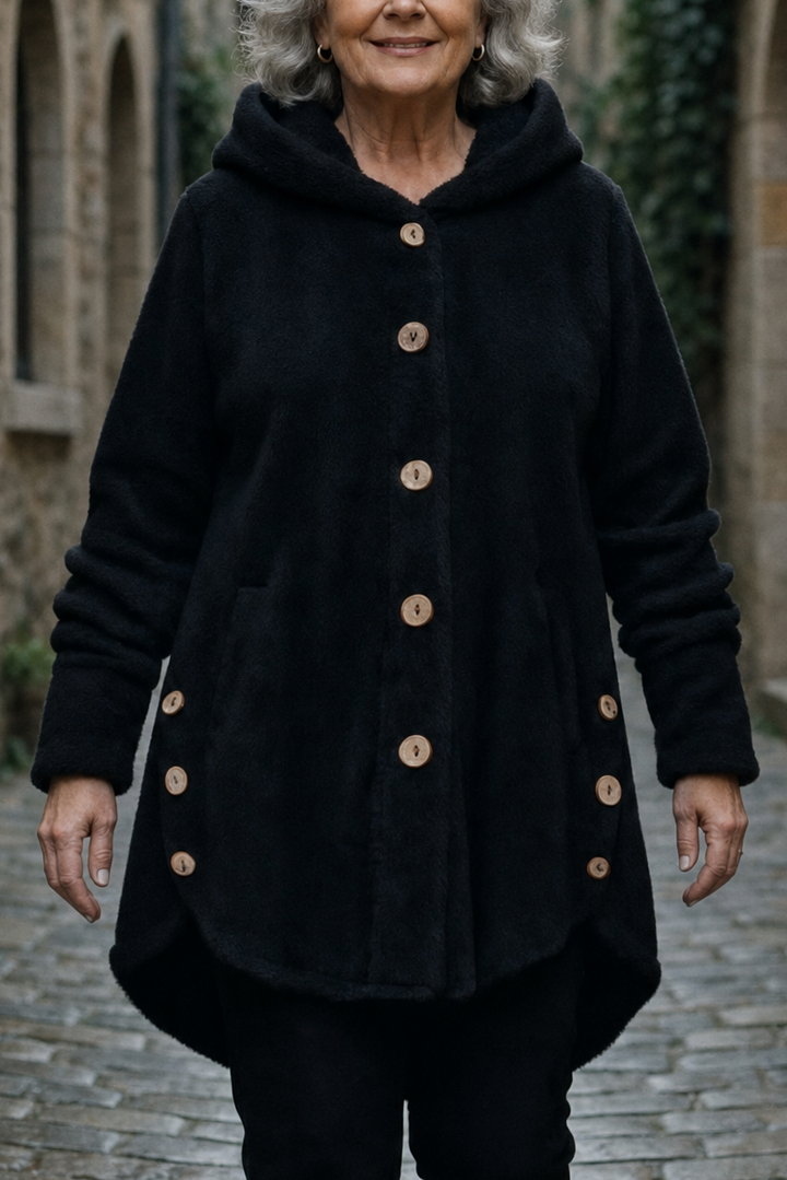 Women's Fleece Hooded Jacket Longline Warm Loose Coat Outerwear
