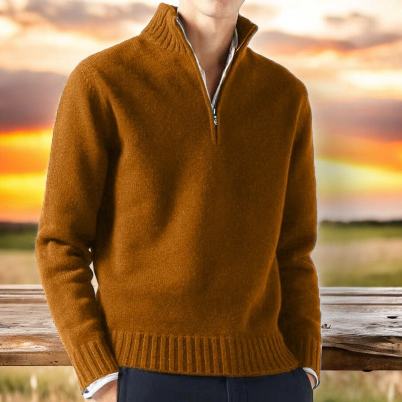 Men's Merino Wool Quarter-Zip Pullover Knit Jumper Sweater