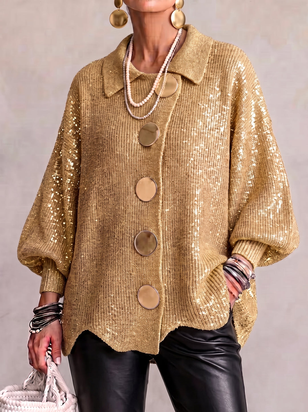 Women's Knit Batwing Sleeve Cardigan Oversized Sweater