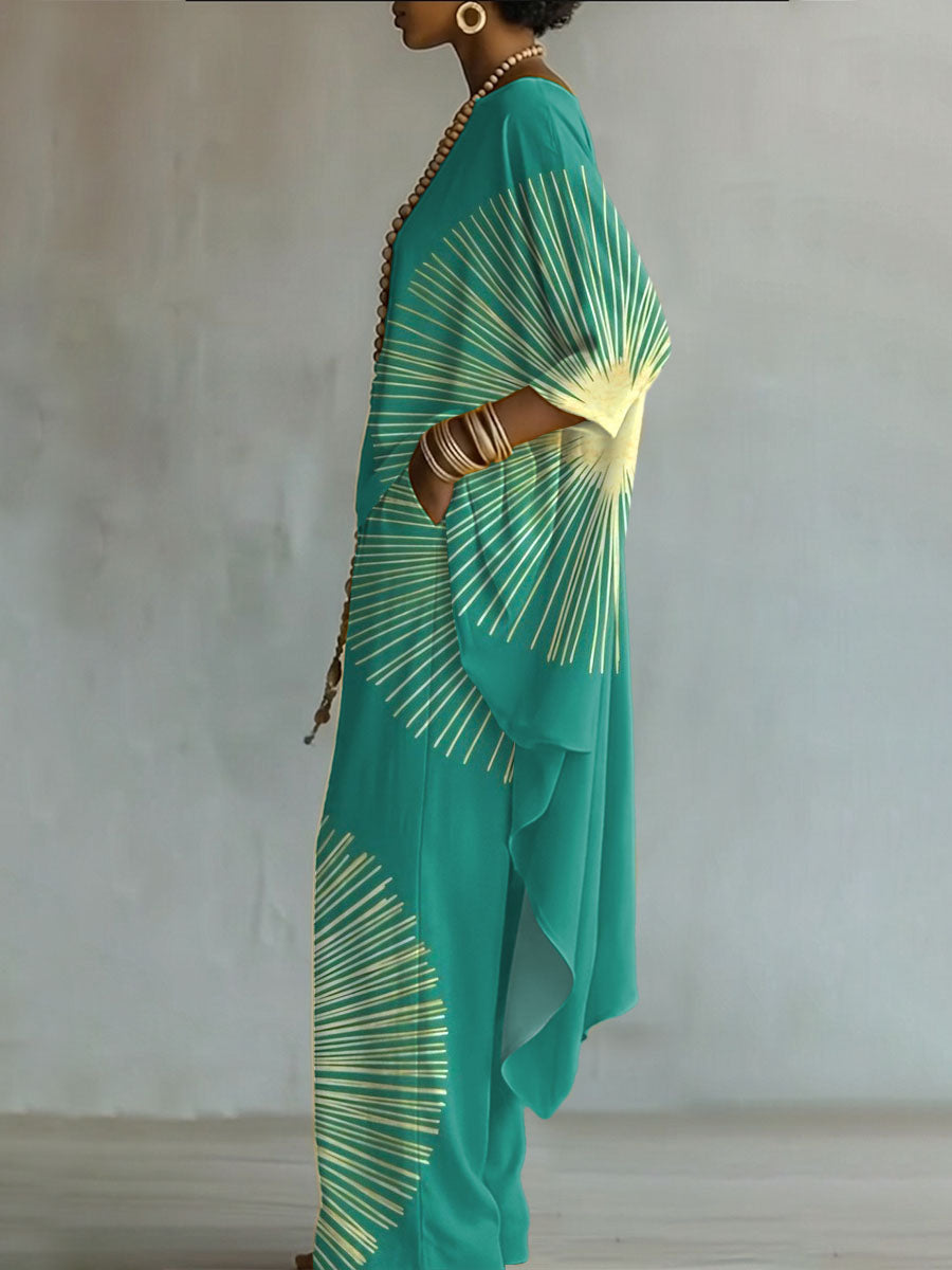 Women's Geometric Knit Wide-Leg Tunic Set