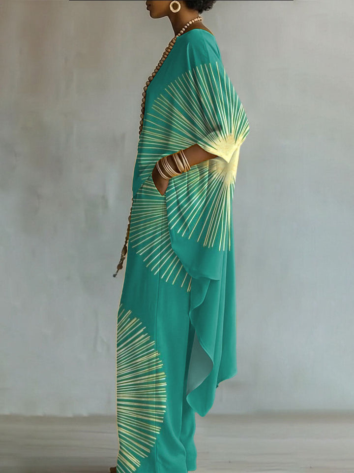 Women's Geometric Knit Wide-Leg Tunic Set