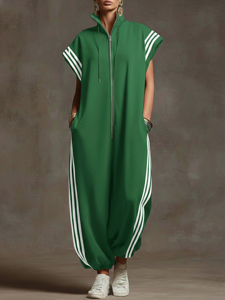 Women's Fleece Sleeveless Zip Up Jumpsuit Wide Leg Romper