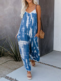 Women's Linen Tie-Dye Wide Leg Harem Jumpsuit