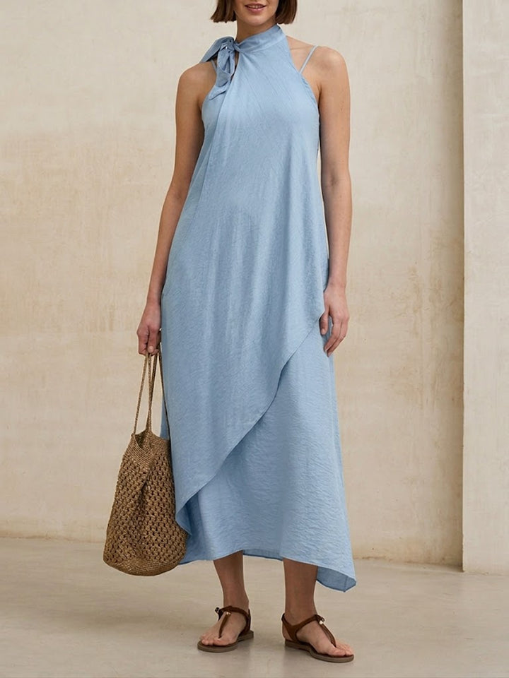 Women's Linen Halter Neck Maxi Dress