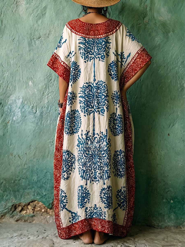 Women's Linen Kaftan Loose Boho Maxi Dress