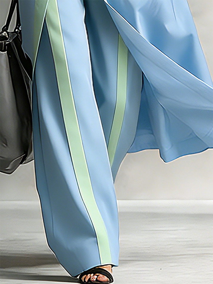 Women's Linen Sleeveless Maxi Shirt and Wide Leg Trousers Set
