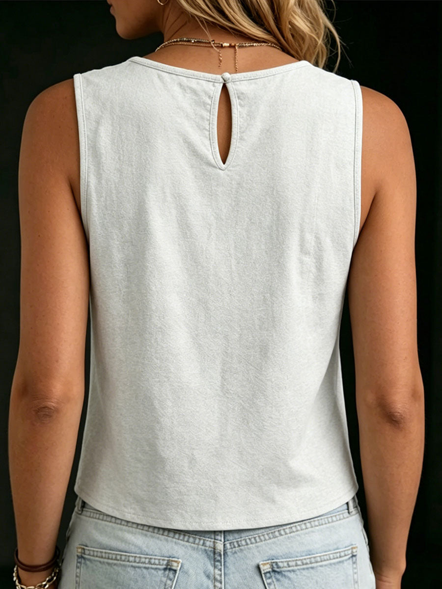 Women's Linen Sleeveless Tank Top Shell Blouse
