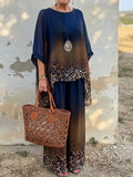 Women's Chiffon Tunic and Wide Leg Trousers Two Piece Set
